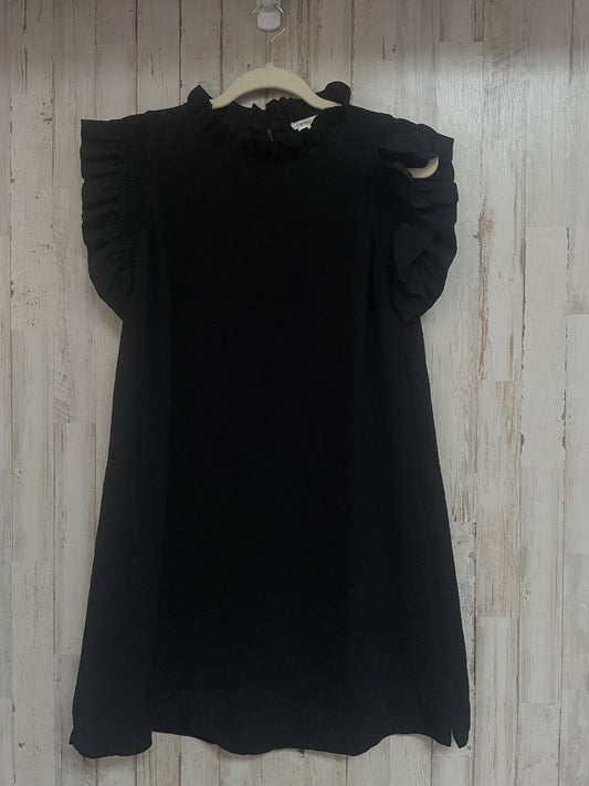 BLACK JODIFL TEXTURE RUFFLE SLEEVE DRESS, LADIES S