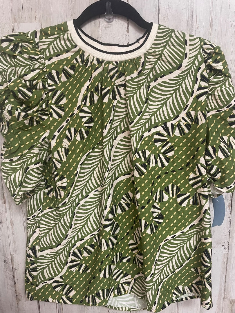 GREEN THML LEAF PRINT TOP, LADIES S