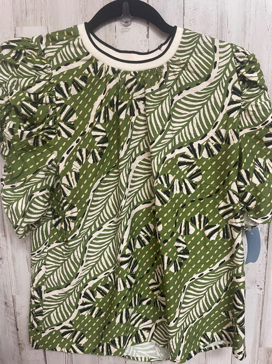GREEN THML LEAF PRINT TOP, LADIES S