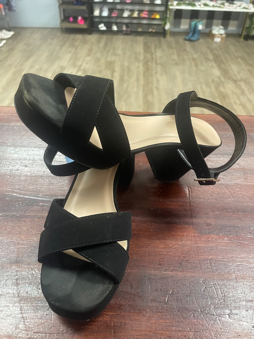 BLACK SODA VELVET STRAP HEELS, SHOES A6.5