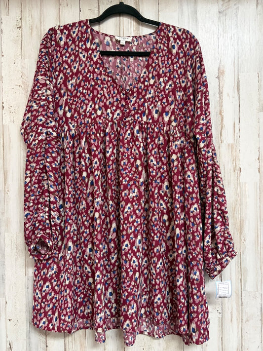 MAROON UMGEE PRINTED BUTTON DRESS, LADIES S