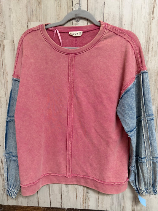 MARRON/DENIM NEW IN FRAYED SWEATSHIRT, LADIES S