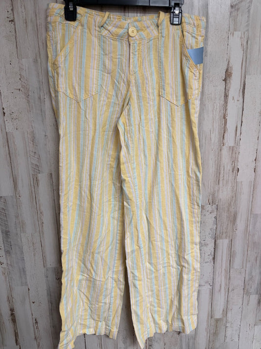 YELLOW JOLT SZ7 STRIPE LINEN PANT, LADIES M