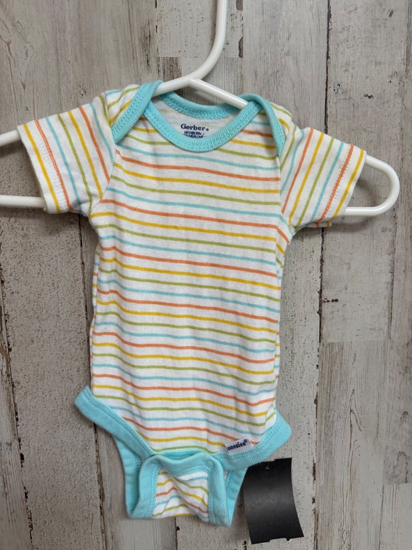 MULTI GERBER STRIPE ONESIE, BOY NB