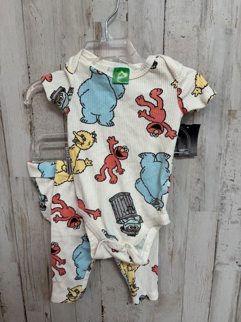 IVORY SESAMIE STREET RIBBED 3PC SET, BOY 0/3M