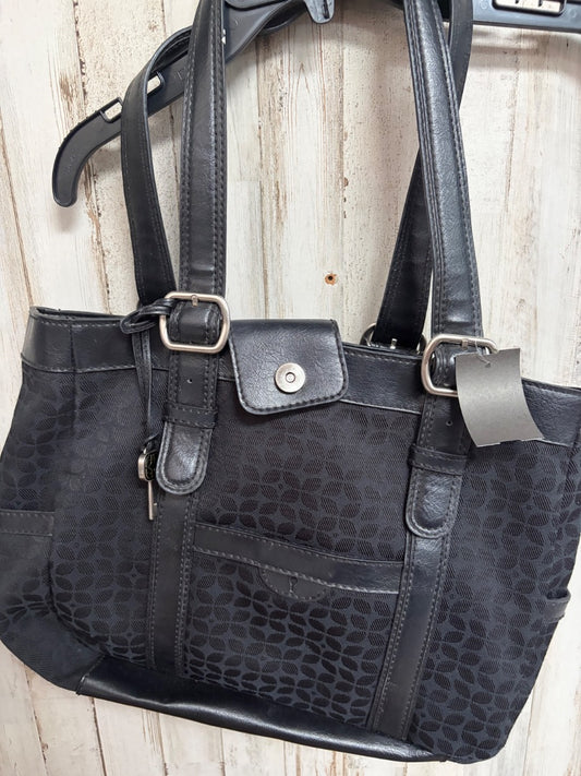 BLACK FOSSIL LARGE PRINT SHOULDER TOTE
