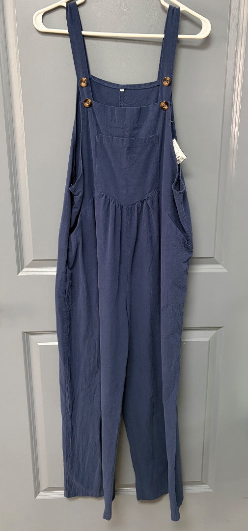 NAVY SHEIN WIDE LEG OVERALLS, LADIES L