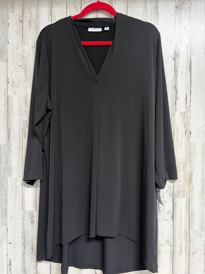 BLACK SUSAN GRAVES SILKY V NECK TUNIC, LADIES XL