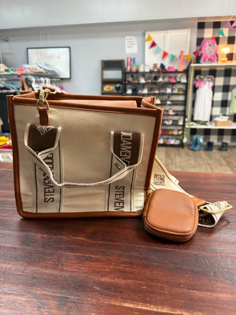 IVORY STEVE MADDEN CANVAS CROSS BODY