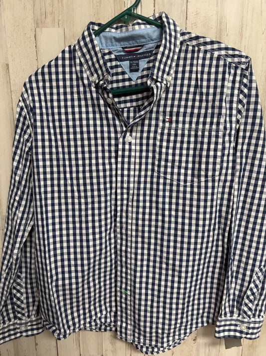 NAVY TOMMY HILFIGER GINGHAM BUTTON UP, BOY 20