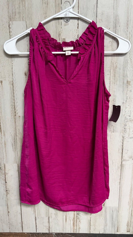 FUCHSIA MERONA RUFFLE TRIM TANK, LADIES M