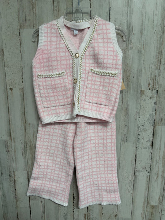 PINK BTWEEN KNIT PLAID 2PC SET, GIRL 2T