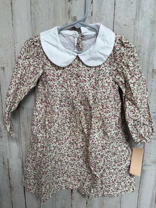 TAN  FLORAL COLLAR DRESS, GIRL 3T