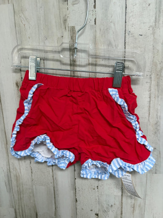 RED/BLUE CECIL & LOU RUFFLE TRIM SHORTS, GIRL 4T