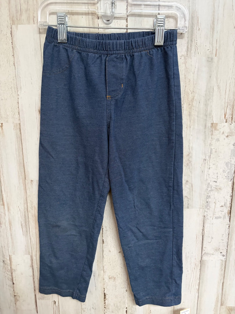 NAVY CHILD OF MINE CHAMBRAY COTTON LEGGINGS, GIRL 5T