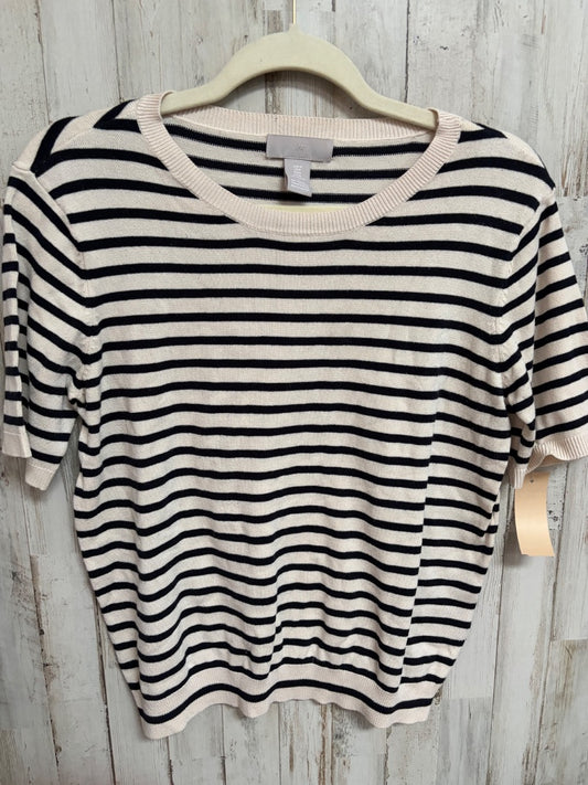 TAN/BLACK H&M STRIPE KNIT SWEATER, LADIES M