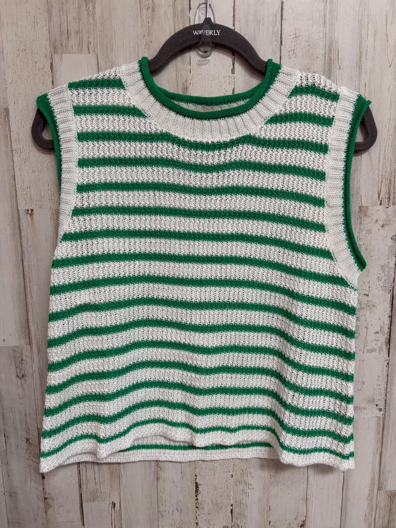 KELLY GREEN SHEIN STRIPE KNIT TANK, LADIES M