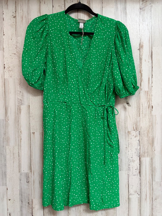 KELLY GREEN A NEW DAY DOTTED WRAP DRESS, LADIES M