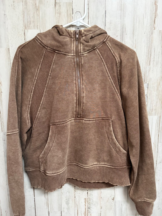BROWN ZENANA MINERAL WASH HOODIE, LADIES L