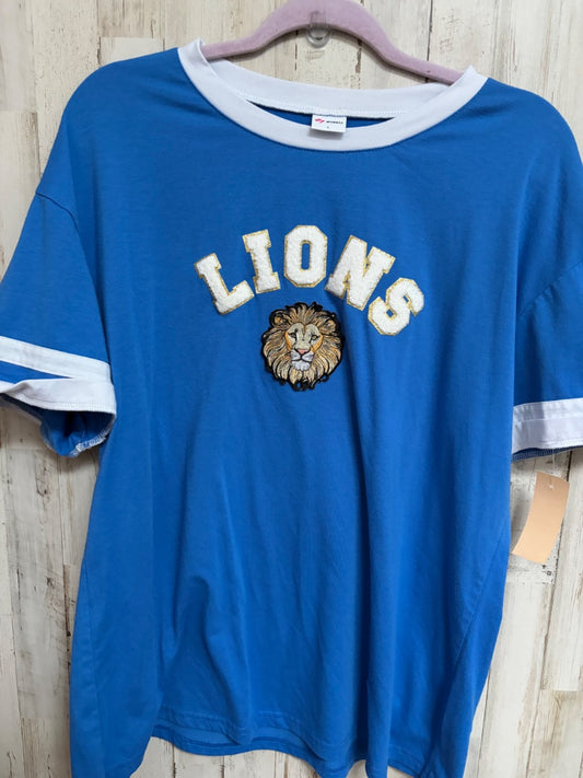 BLUE WIHOLL LIONS PATCH TEE, LADIES L