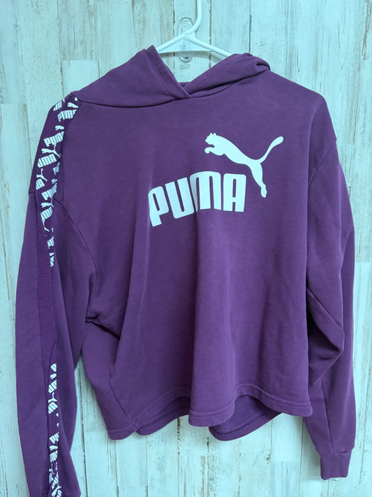 PLUM PUMA LOGO CROPPED HOODIE, LADIES L