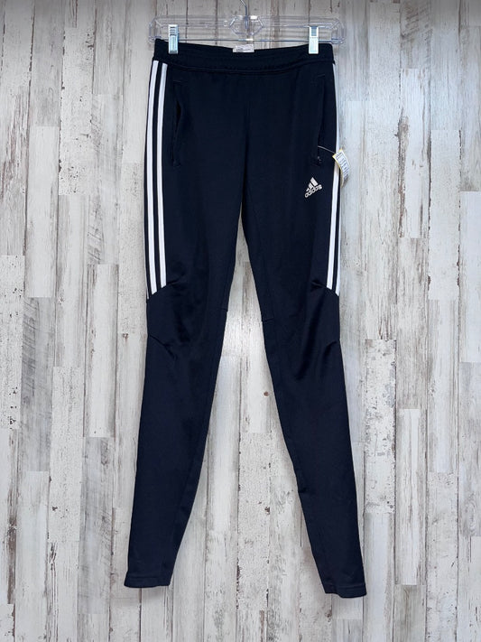 BLACK ADIDAS ZIP BOTTOM LOGO LEGGINGS, LADIES XS