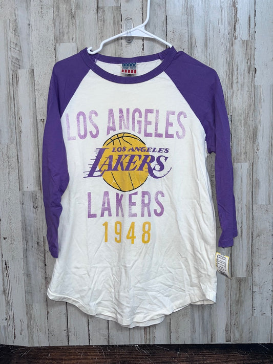 IVORY/PURPLE JUNK FOOD LA LAKERS RAGLAN, LADIES S