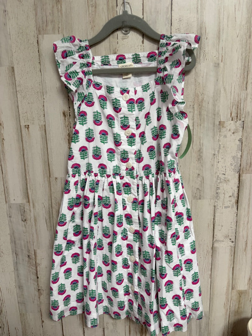 WHITE CREW CUTS FLORAL BUTTON DRESS, GIRL 7