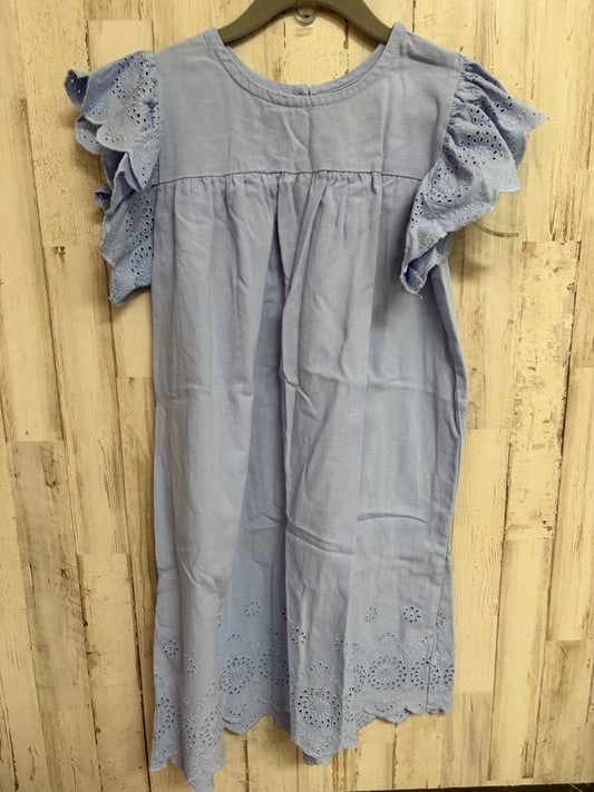 PERIWINKLE HANNA ANDERSSON EYELIT RUFFLE SLEEVE DRESS, GIRL 8