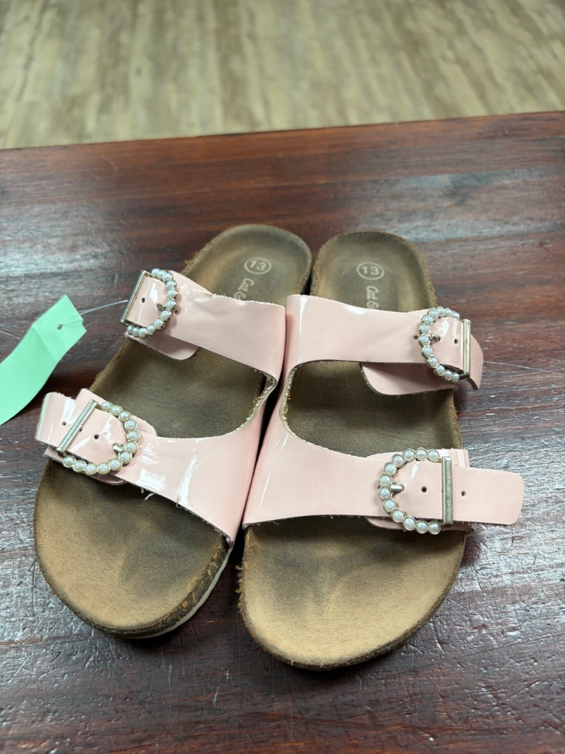 PINK CAT & JACK DOUBLE STRAP PEARL SANDALS, SHOES 13