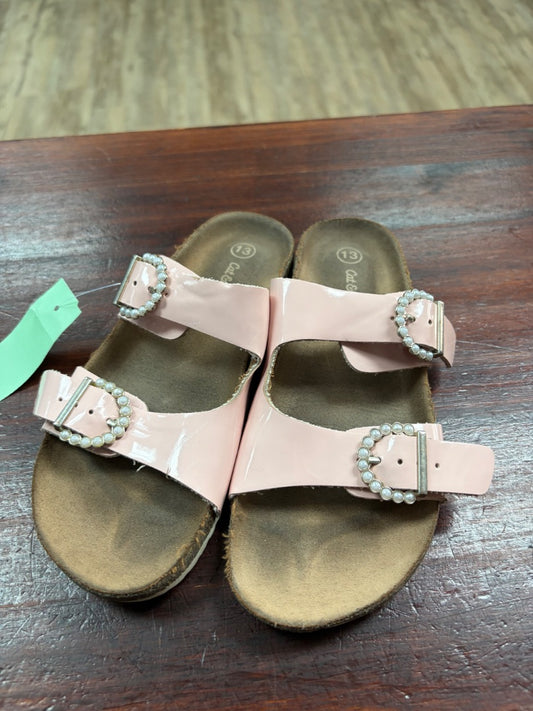PINK CAT & JACK DOUBLE STRAP PEARL SANDALS, SHOES 13