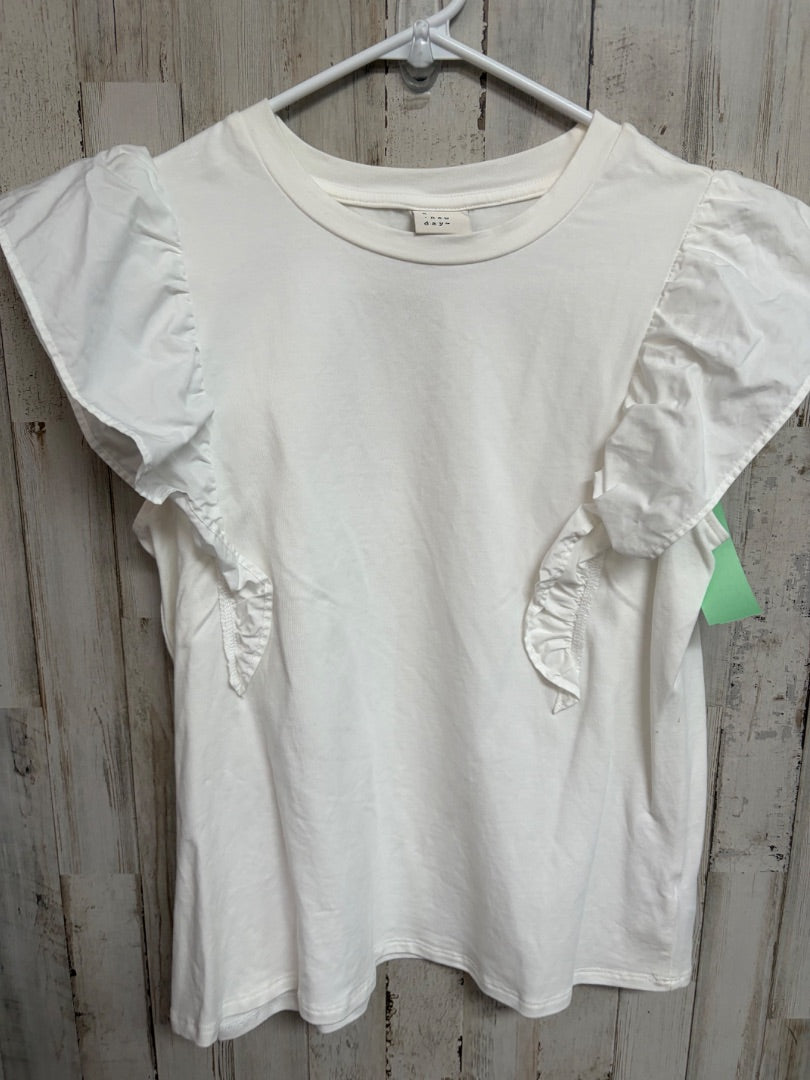 WHITE A NEW DAY RUFFLE SLEEVE TANK, LADIES S