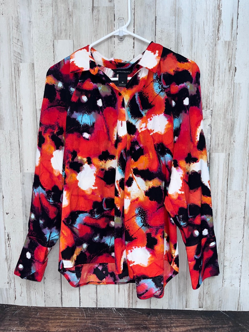 RED/BLACK INVESTMENTS PRINTE DBUTTON UP, LADIES M