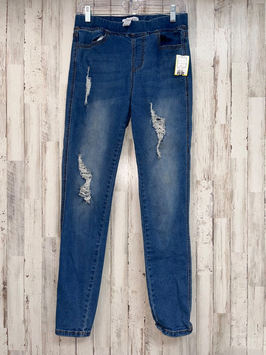 DENIM LEGGINGS DEPOT DISTRESS PULL ON JEGGINGS, LADIES M