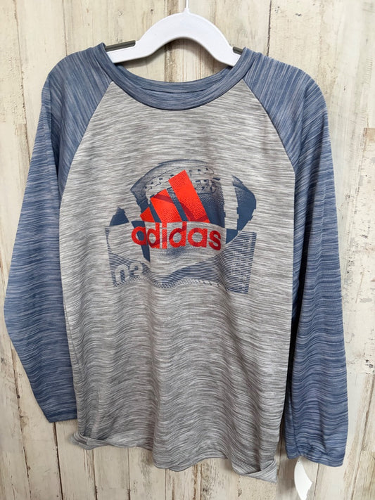 BLUE/GREY ADIDAS DRY FIT LOGO FOOTBALL RAGLAN, BOY 7