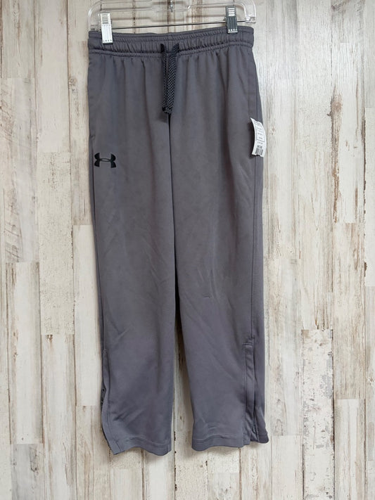 GREY UNDER ARMOUR ZIP BOTTOM DRY FIT PANTS, BOY 8