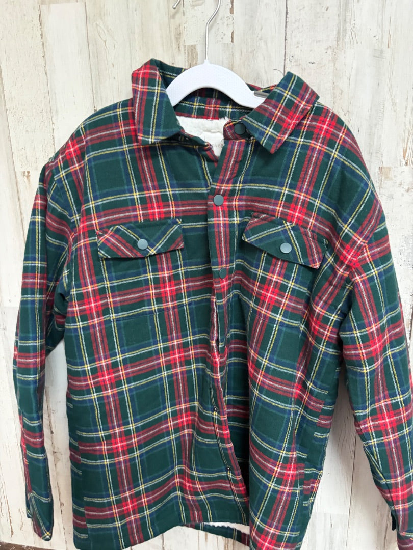 GREEN SCENE & HEARD NEW SHERPA LINED PLAID SHACKET, BOY 8