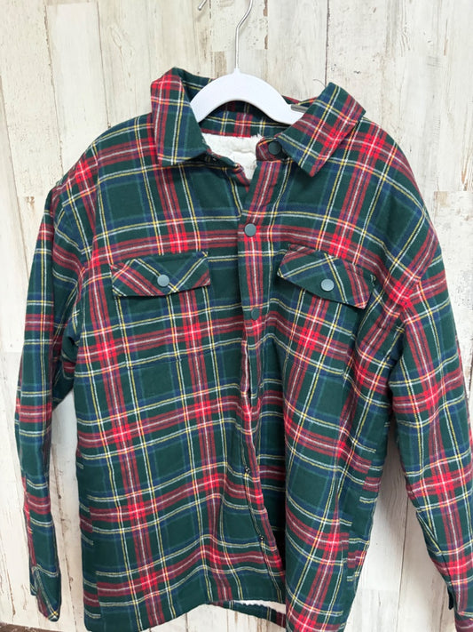 GREEN SCENE & HEARD NEW SHERPA LINED PLAID SHACKET, BOY 8