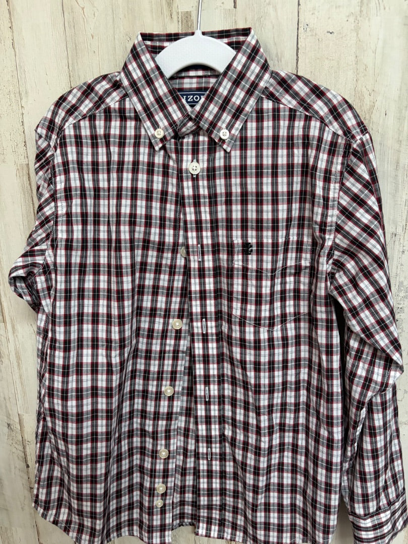 BLACK/RED IZOD PLAID BUTTON UP, BOY 8
