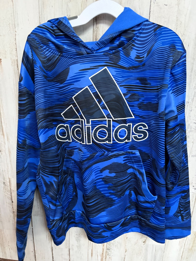 BRIGHT BLUE/BLACK ADIDAS LOGO HOODIE, BOY 8