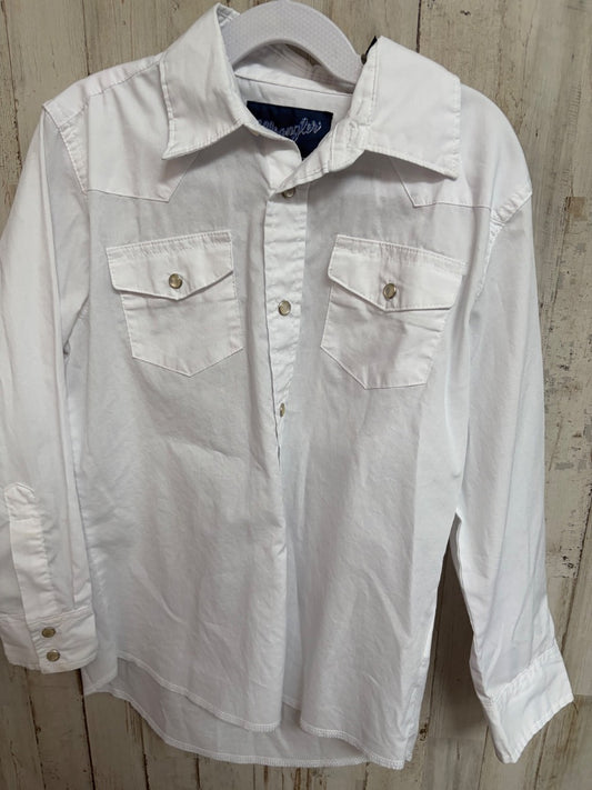 WHITE WRANGLER PEARL BUTTON UP, BOY 8