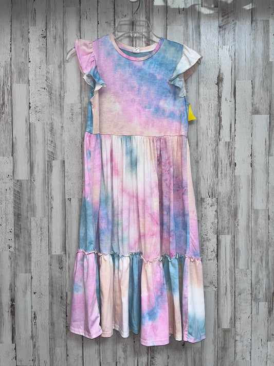 PINK SHEIN TIE DYE COTTON TIER DRESS, GIRL 12