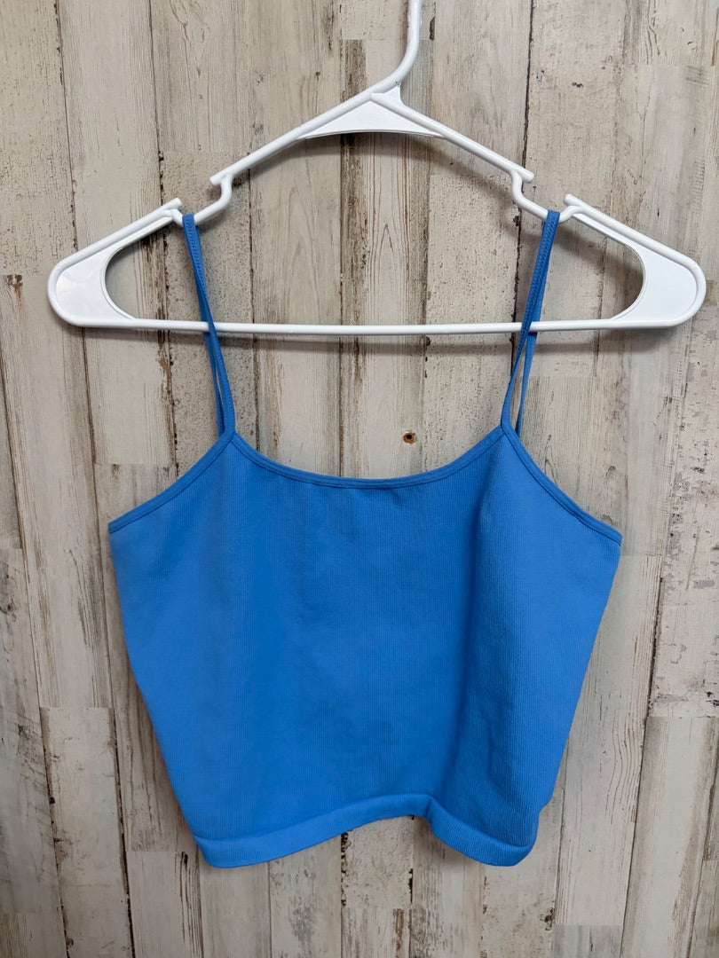 LIGHT BLUE FREE PEOPLE RIBBED CROP TANK, LADIES M