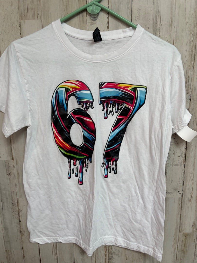 WHITE GILDAN 6/7 DRIP TEE, LADIES M