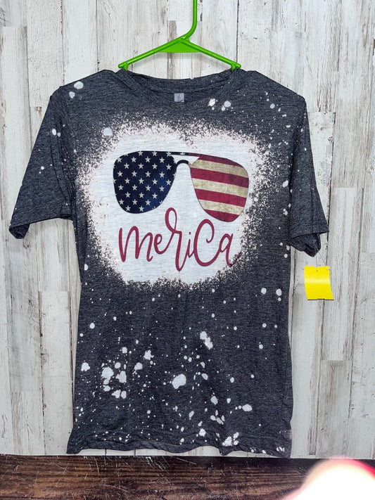 GREY NEXT LEVEL MERICA BLEACHED TEE, LADIES XS
