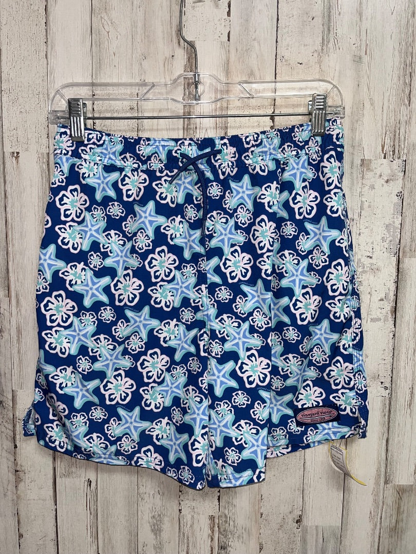 NAVY VINEYARD VINES STARFISH PRINT SWIM SHORTS, BOY 14/16