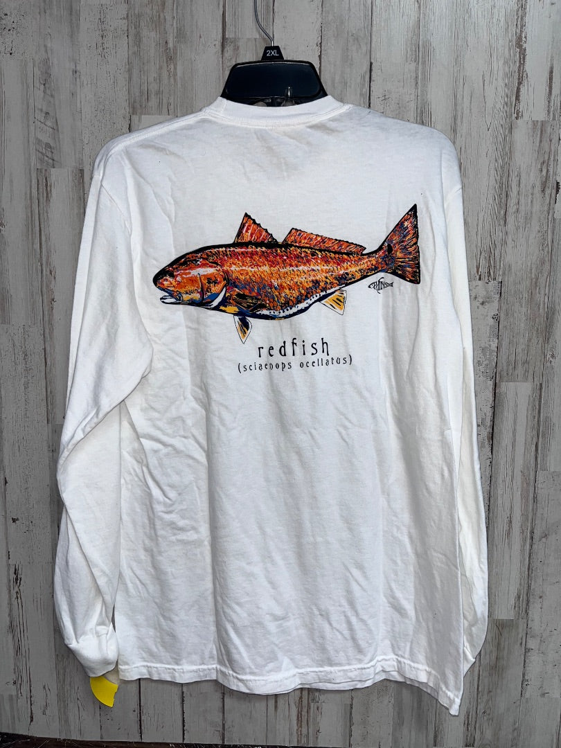 WHITE PHINS REDFISH LOGO TEE, BOY ADULT M