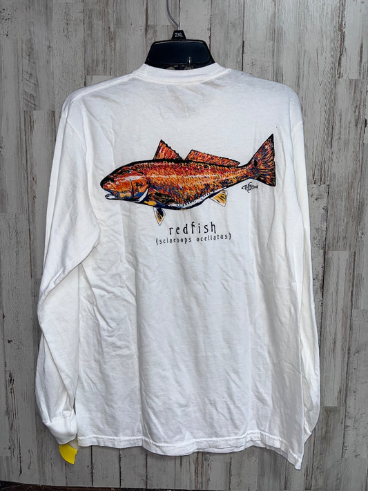 WHITE PHINS REDFISH LOGO TEE, BOY ADULT M