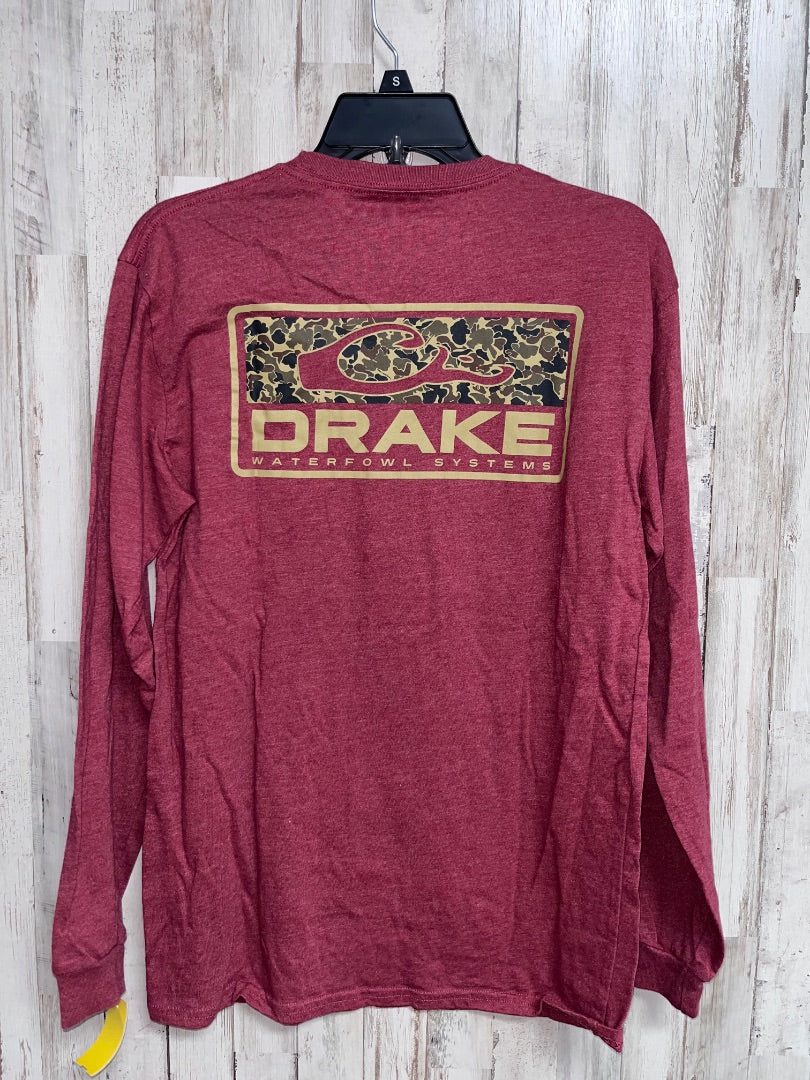 MAROON DRAKE LOGO LONG SLEEVE TEE, BOY ADULT M