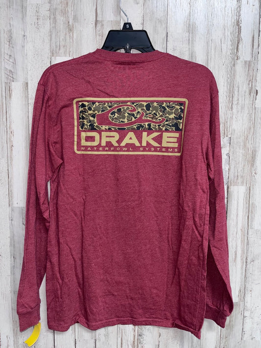 MAROON DRAKE LOGO LONG SLEEVE TEE, BOY ADULT M